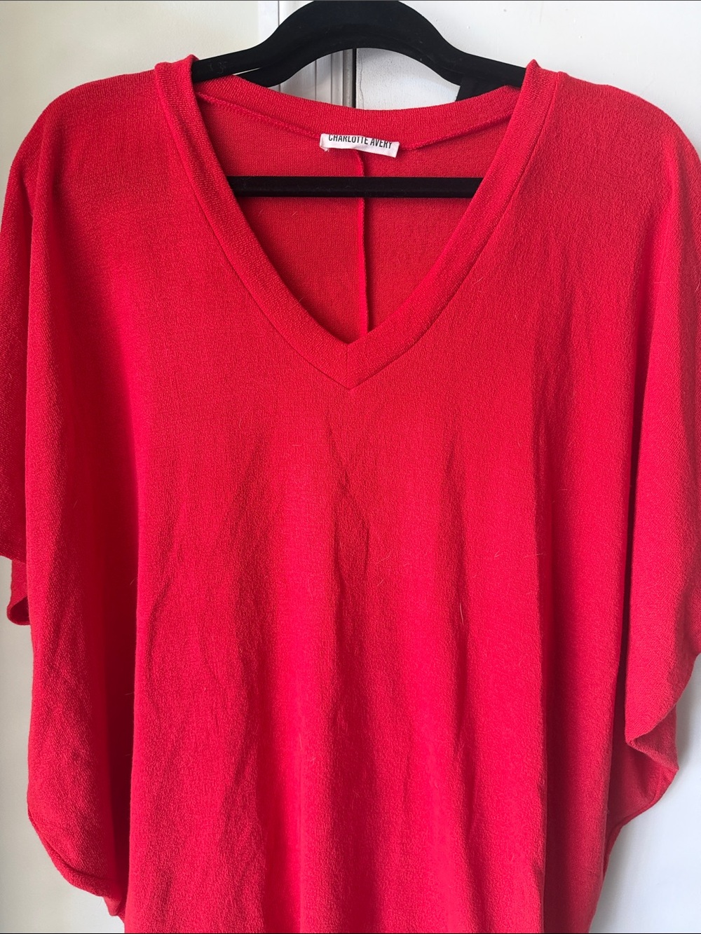Charlotte Russe Bright Red V-Neck Tunic Top